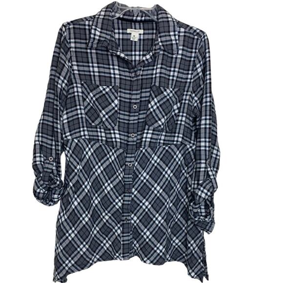 Westbound Women's Plaid Tunic Length Top with Accentuated Waist Size Medium - Picture 1 of 6